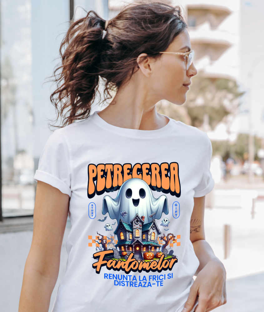 Tricou Femei, Barbati, Copii, Fata, Baiat, Unisex Personalizat Casa Bântuită și Fantome | Petrecerea Fantomelor Halloween [2]