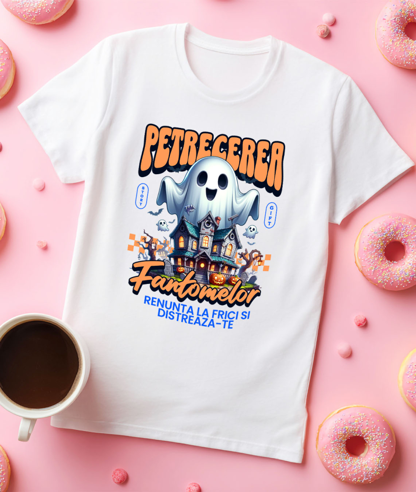 Tricou Femei, Barbati, Copii, Fata, Baiat, Unisex Personalizat Casa Bântuită și Fantome | Petrecerea Fantomelor Halloween [3]