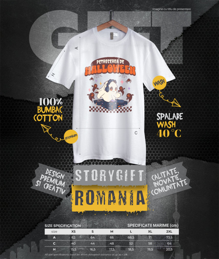 Tricou Femei, Barbati, Copii, Fata, Baiat, Unisex Personalizat Costum Fantomă DJ pentru Halloween | Petrecere Muzicală de Halloween [4]