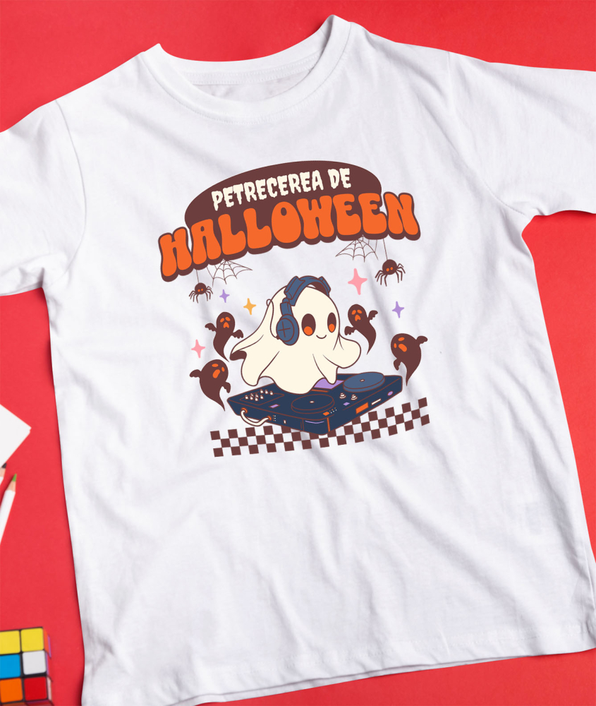 Tricou Femei, Barbati, Copii, Fata, Baiat, Unisex Personalizat Costum Fantomă DJ pentru Halloween | Petrecere Muzicală de Halloween [3]
