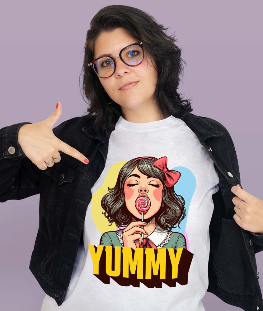 Tricou Femei, Barbati, Copii, Fata, Baiat, Unisex Personalizat Fată Brunetă cu Funda Roșie și Acadea - Cadouri Dulci și Amuzante pentru Copii și Familie [2]