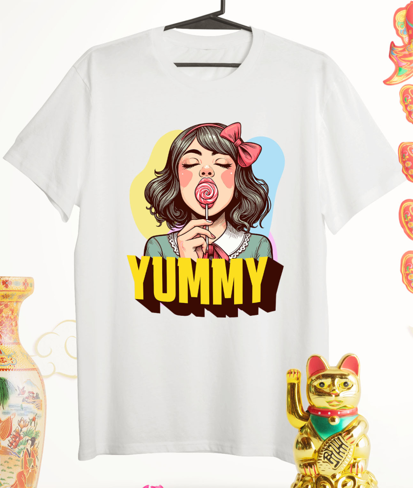 Tricou Femei, Barbati, Copii, Fata, Baiat, Unisex Personalizat Fată Brunetă cu Funda Roșie și Acadea - Cadouri Dulci și Amuzante pentru Copii și Familie [3]