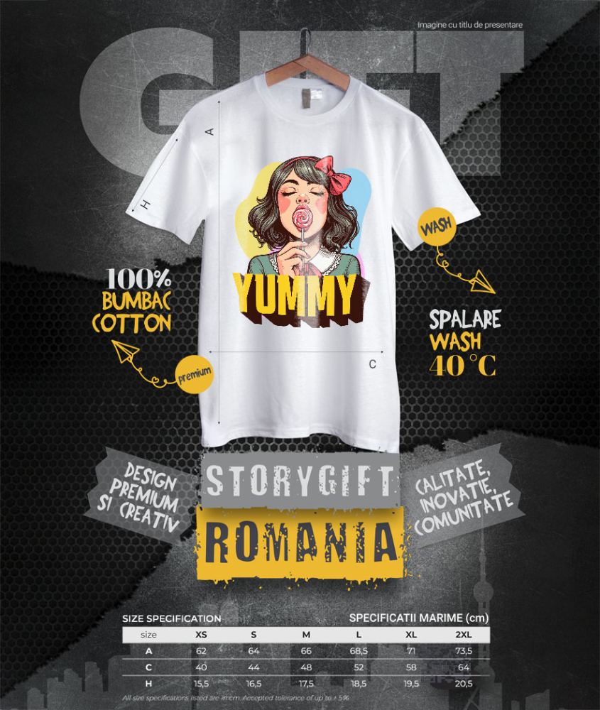 Tricou Femei, Barbati, Copii, Fata, Baiat, Unisex Personalizat Fată Brunetă cu Funda Roșie și Acadea - Cadouri Dulci și Amuzante pentru Copii și Familie [4]