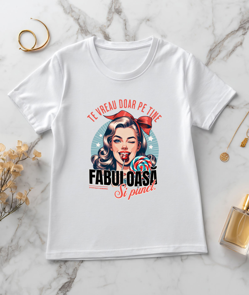 Tricou Femei, Barbati, Copii, Fata, Baiat, Unisex Personalizat Fata cu Fundă și Acadea - Cadou Personalizat „Te Vreau Doar Pe Tine” [3]