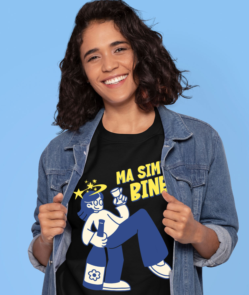 Tricou Femei, Barbati, Copii, Fata, Baiat, Unisex Personalizat „Fată cu Pahar de Vin și Sticlă Personalizată - Cadou Energic pentru Femei și Prieteni” [2]