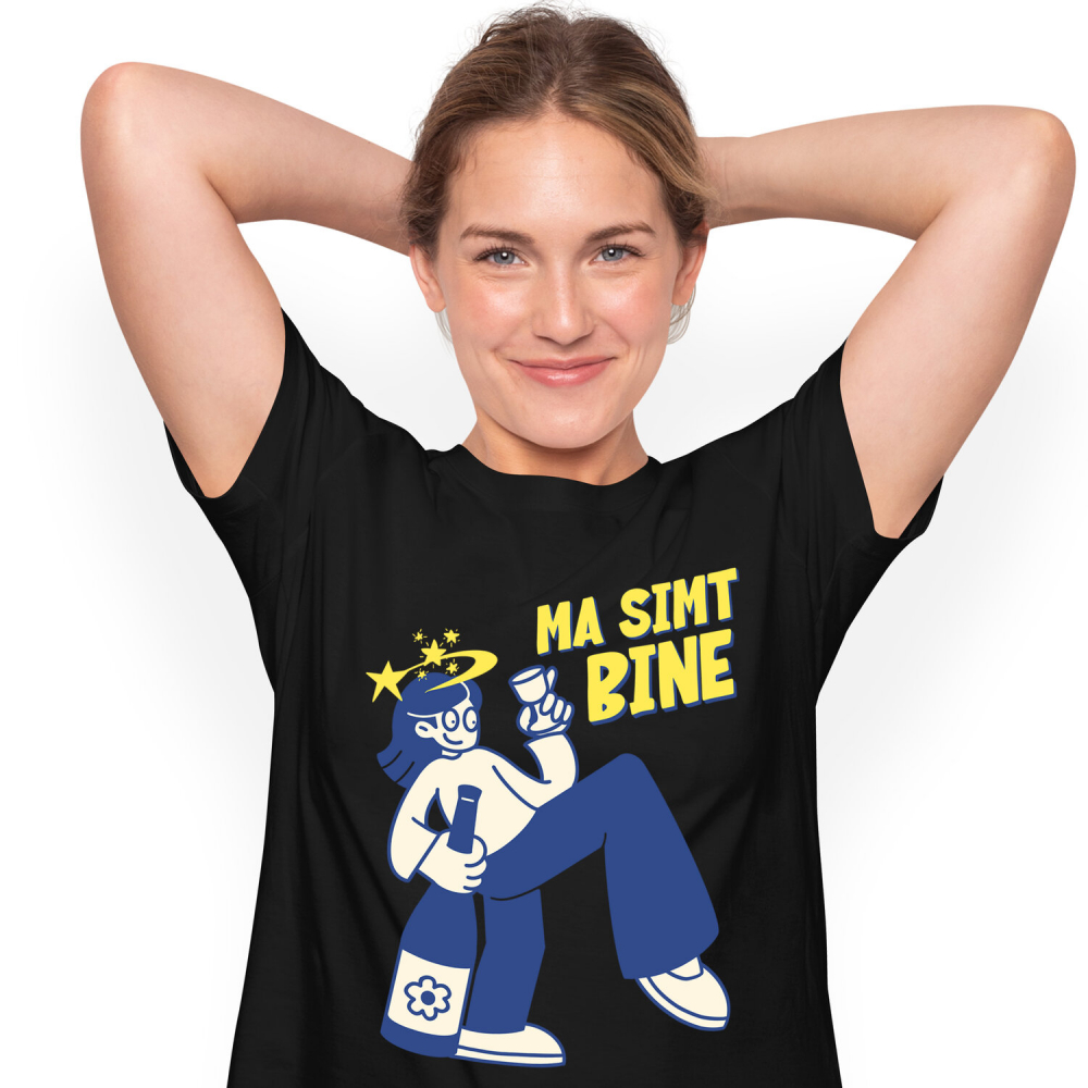 Tricou Femei, Barbati, Copii, Fata, Baiat, Unisex Personalizat „Fată cu Pahar de Vin și Sticlă Personalizată - Cadou Energic pentru Femei și Prieteni” [1]