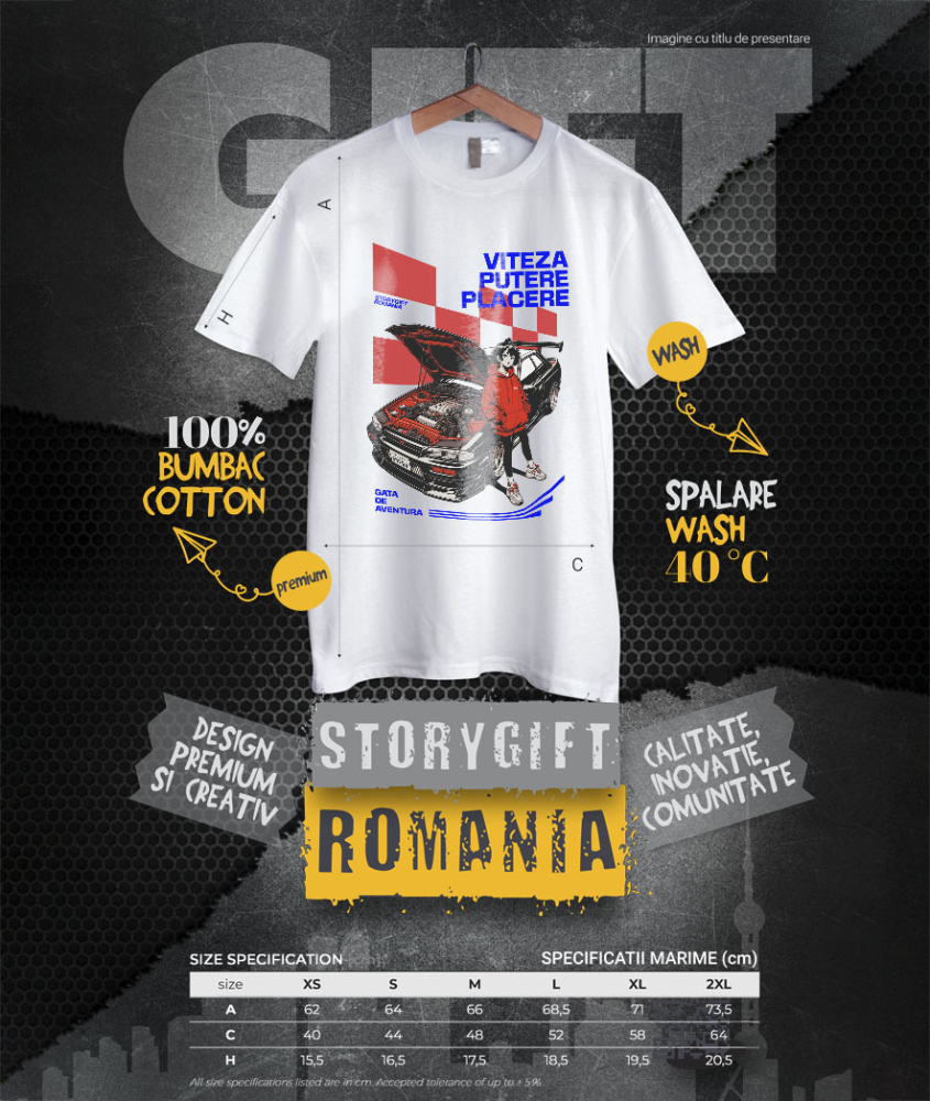 Tricou Femei, Barbati, Copii, Fata, Baiat, Unisex Personalizat Tricou Anime Auto – Fată cu Hanorac Roșu și Mașină Sport Puternică [4]