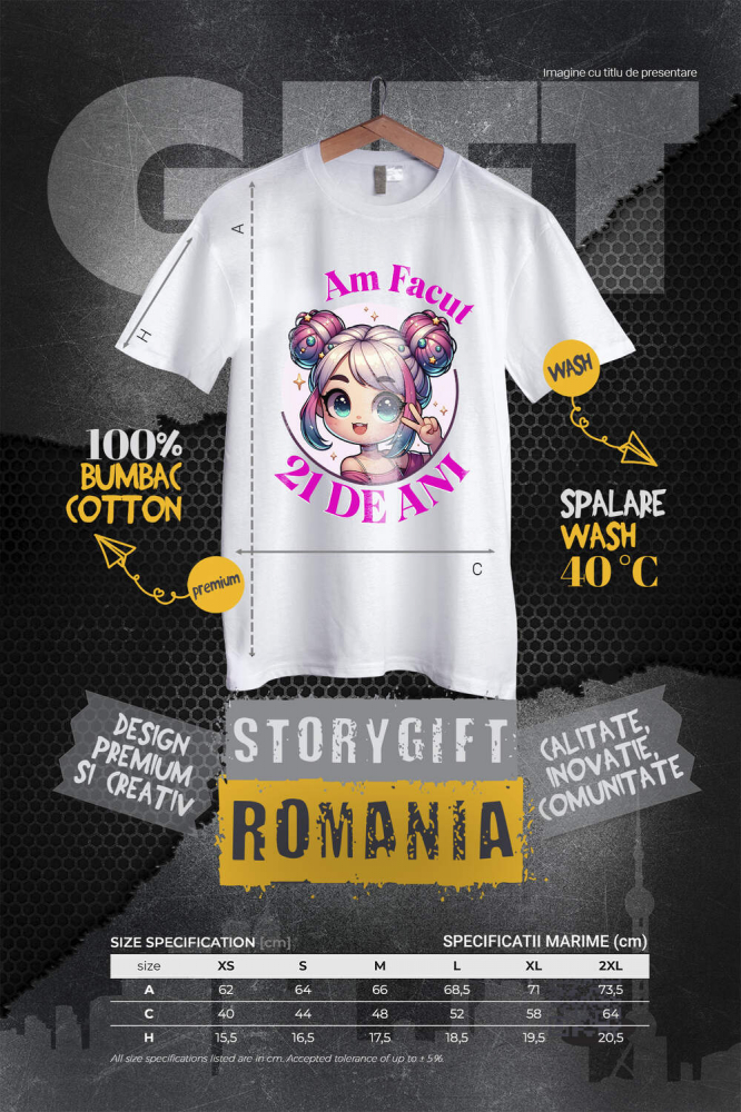 Tricou Femei, Barbati, Copii, Fata, Baiat, Unisex Personalizat Fata Anime cu Par Roz – Petrecere de 21 de Ani și Aniversare Copii [4]