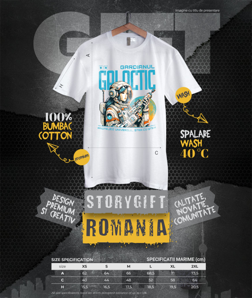 Tricou Femei, Barbati, Copii, Fata, Baiat, Unisex Personalizat Fata În Costum Spațial Cu Arma – Cadou Personalizat „Gardianul Galactic Protejez Universul” Pentru Copii [4]