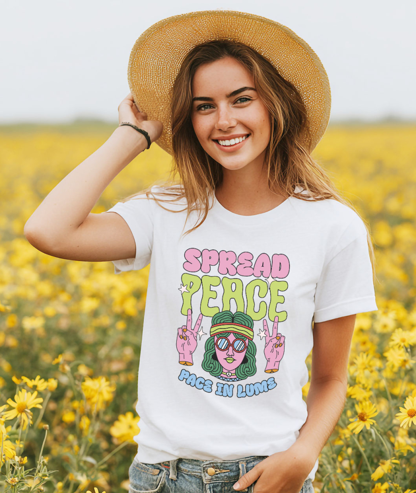 Tricou Femei, Barbati, Copii, Fata, Baiat, Unisex Personalizat Fata Stil Hippie Ochelari și Bandana - Spread Peace Cadou Personalizat pentru Familie [2]
