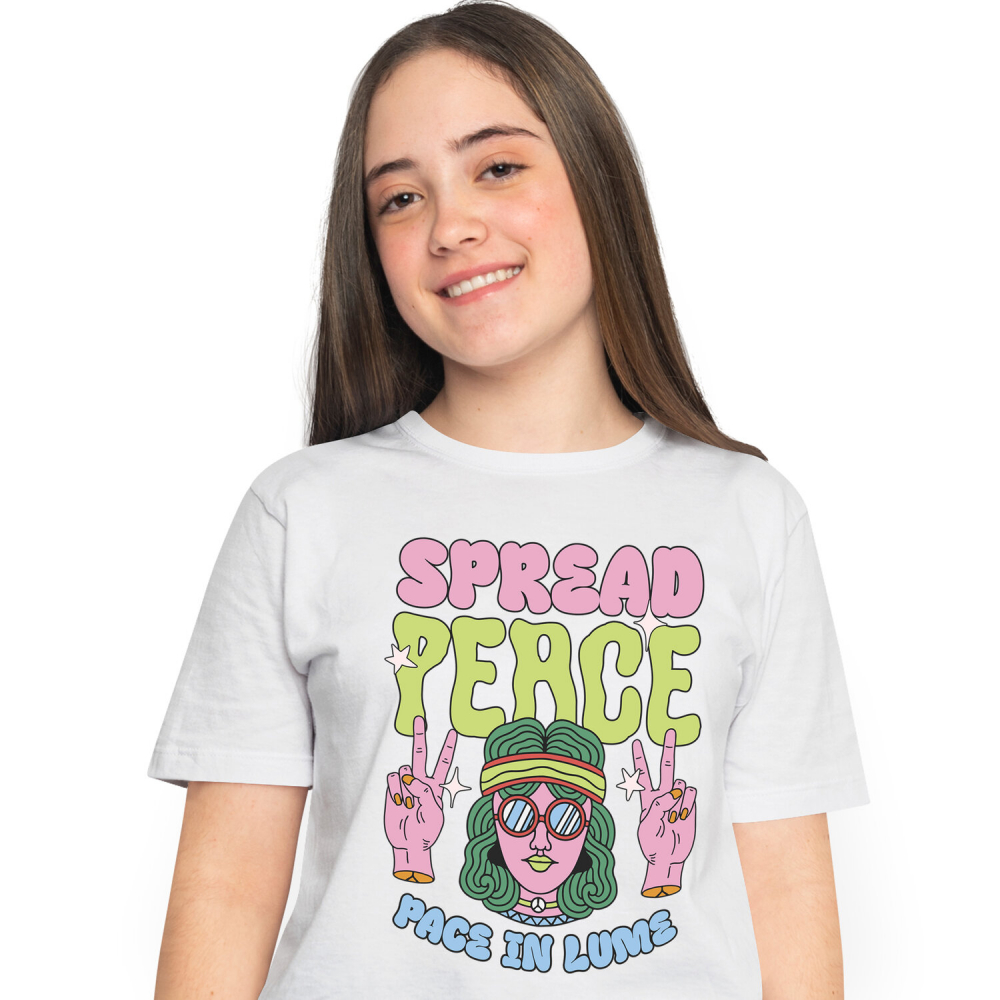 Tricou Femei, Barbati, Copii, Fata, Baiat, Unisex Personalizat Fata Stil Hippie Ochelari și Bandana - Spread Peace Cadou Personalizat pentru Familie [1]