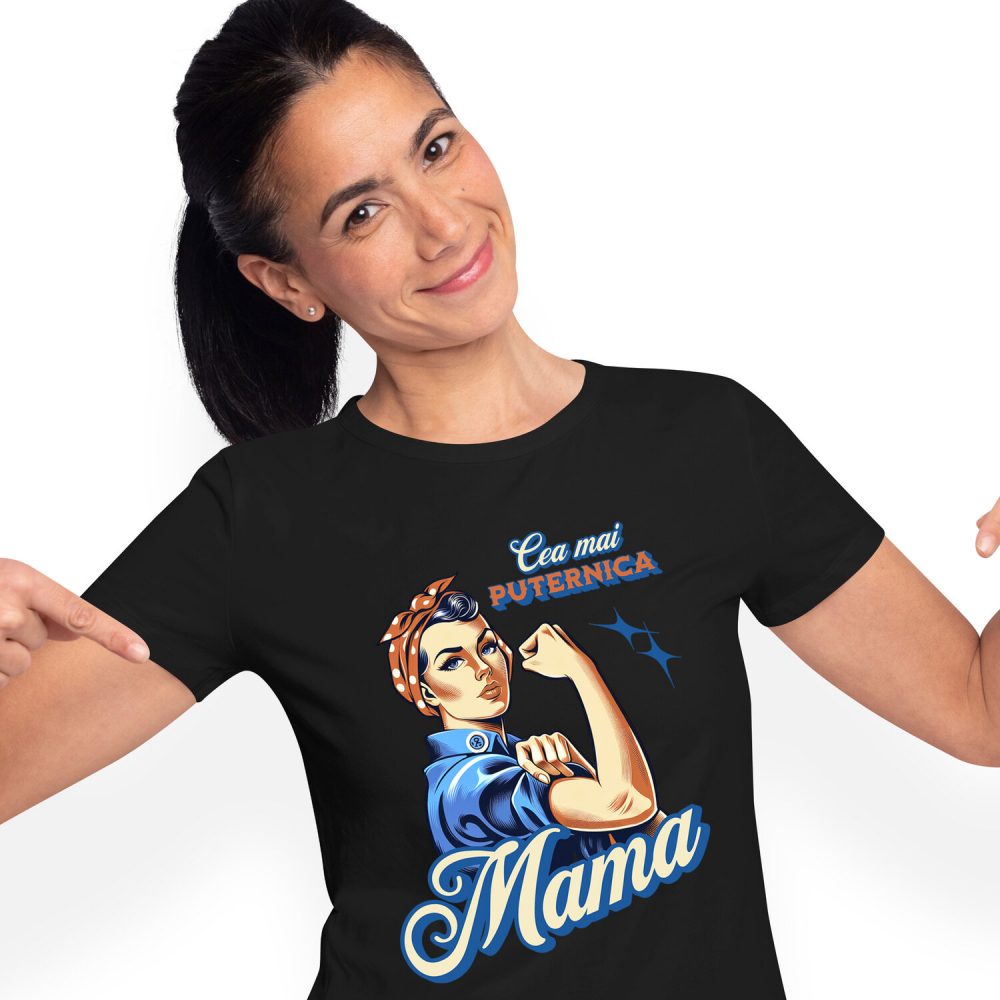 Tricou Femei, Barbati, Copii, Fata, Baiat, Unisex Personalizat "Cea Mai Puternică Mama Familie – Cadouri Personalizate pentru Femeia Gospodină" [1]