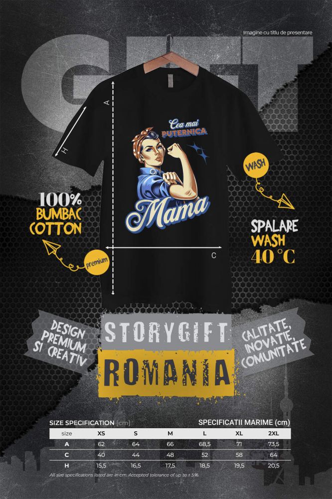 Tricou Femei, Barbati, Copii, Fata, Baiat, Unisex Personalizat "Cea Mai Puternică Mama Familie – Cadouri Personalizate pentru Femeia Gospodină" [4]