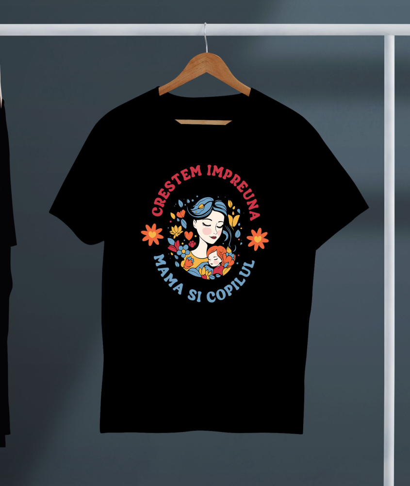 Tricou Femei, Barbati, Copii, Fata, Baiat, Unisex Personalizat "Femeie și Fata – Cadouri Personalizate Flori Colorate pentru Mama și Copil" [3]