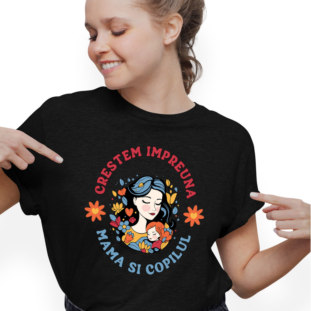 Tricou Femei, Barbati, Copii, Fata, Baiat, Unisex Personalizat "Femeie și Fata – Cadouri Personalizate Flori Colorate pentru Mama și Copil" [1]