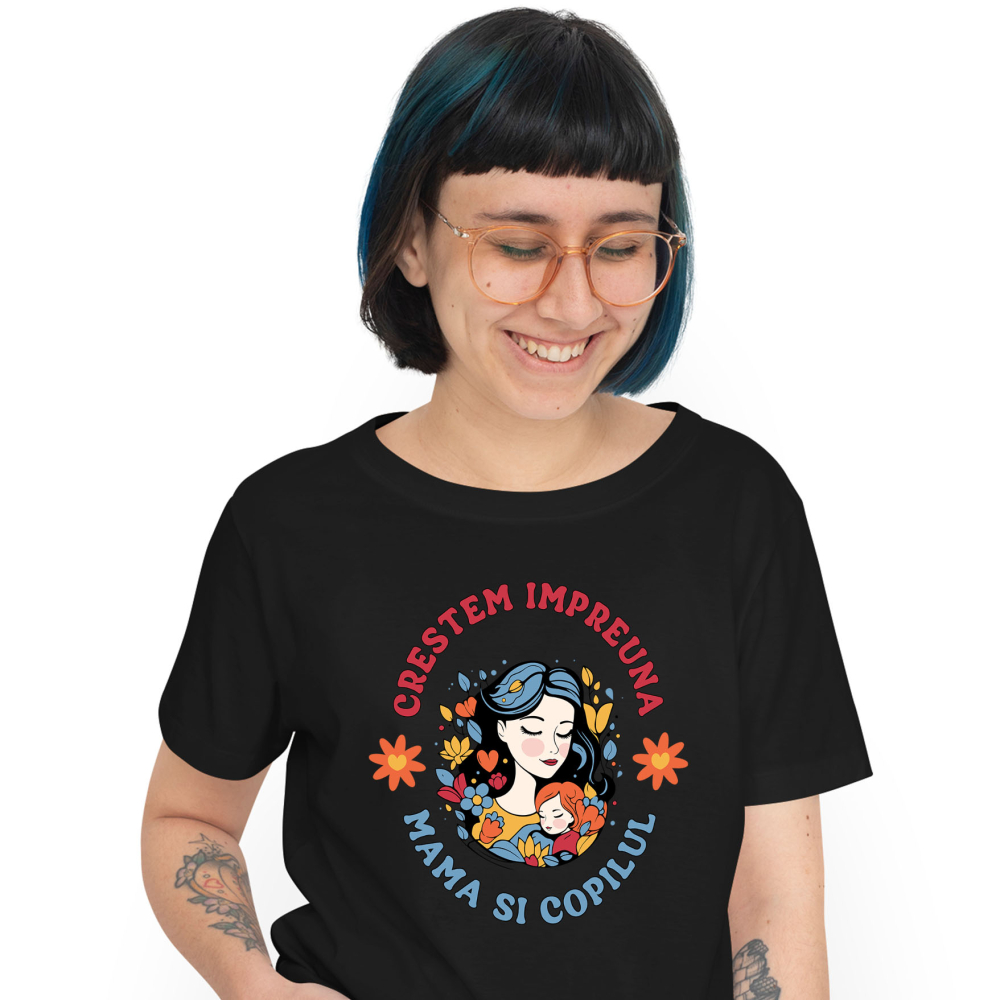 Tricou Femei, Barbati, Copii, Fata, Baiat, Unisex Personalizat "Femeie și Fata – Cadouri Personalizate Flori Colorate pentru Mama și Copil" [1]