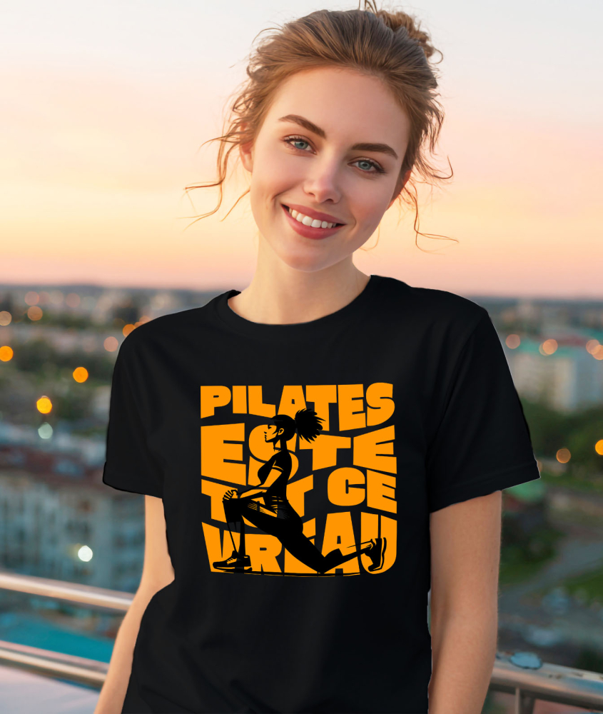 Tricou Femei, Barbati, Copii, Fata, Baiat, Unisex Personalizat Femeie Sportivă în Poziție Yoga – Antrenament Pilates pentru Sănătate și Echilibru [2]
