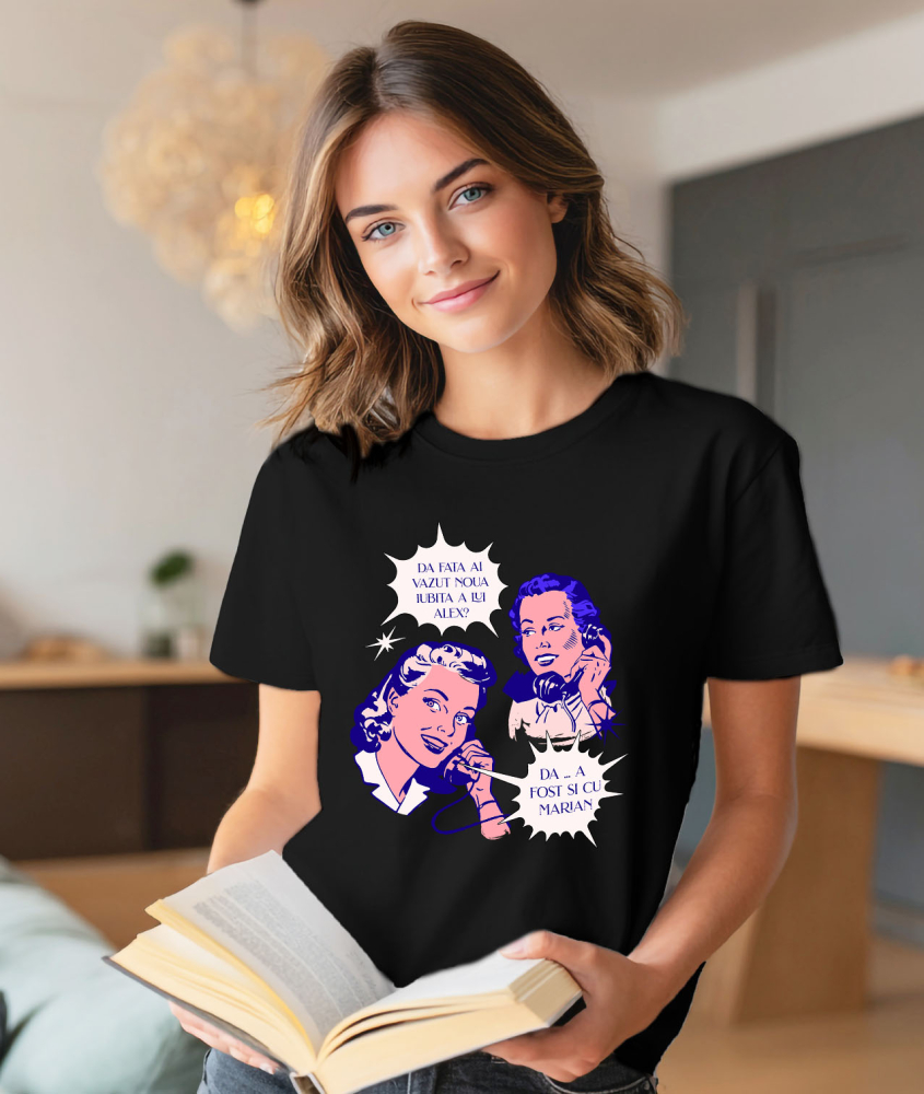 Tricou Femei, Barbati, Copii, Fata, Baiat, Unisex Personalizat Cadouri amuzante personalizate pentru prieteni - barfe și drama cu iubita lui Alex și fosta lui Marian [2]