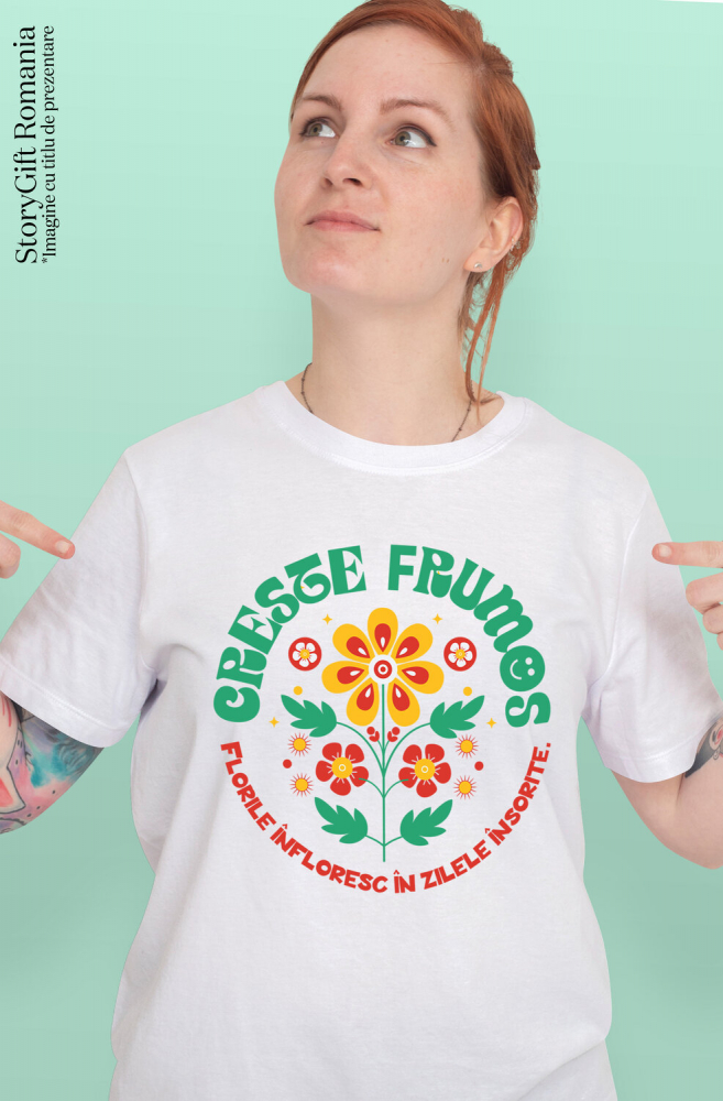 Tricou Femei, Barbati, Copii, Fata, Baiat, Unisex Personalizat Floare Colorată Crește Frumos | Flori Înflorite în Zilele Însorite | Cadou Personalizat [2]