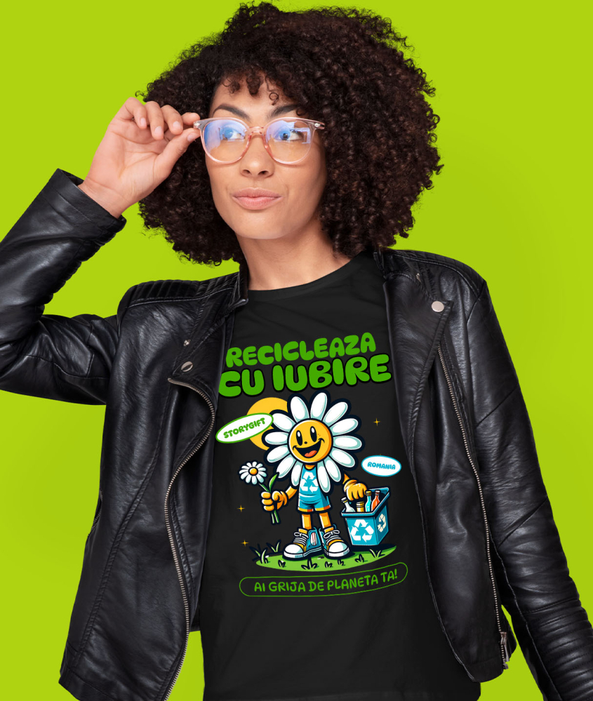 Tricou Femei, Barbati, Copii, Fata, Baiat, Unisex Personalizat "Floare Margareta Reciclare Sticle Goale – Cadouri ecologice pentru iubitorii de natură" [2]