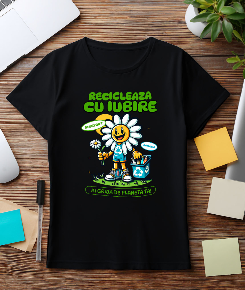 Tricou Femei, Barbati, Copii, Fata, Baiat, Unisex Personalizat "Floare Margareta Reciclare Sticle Goale – Cadouri ecologice pentru iubitorii de natură" [3]