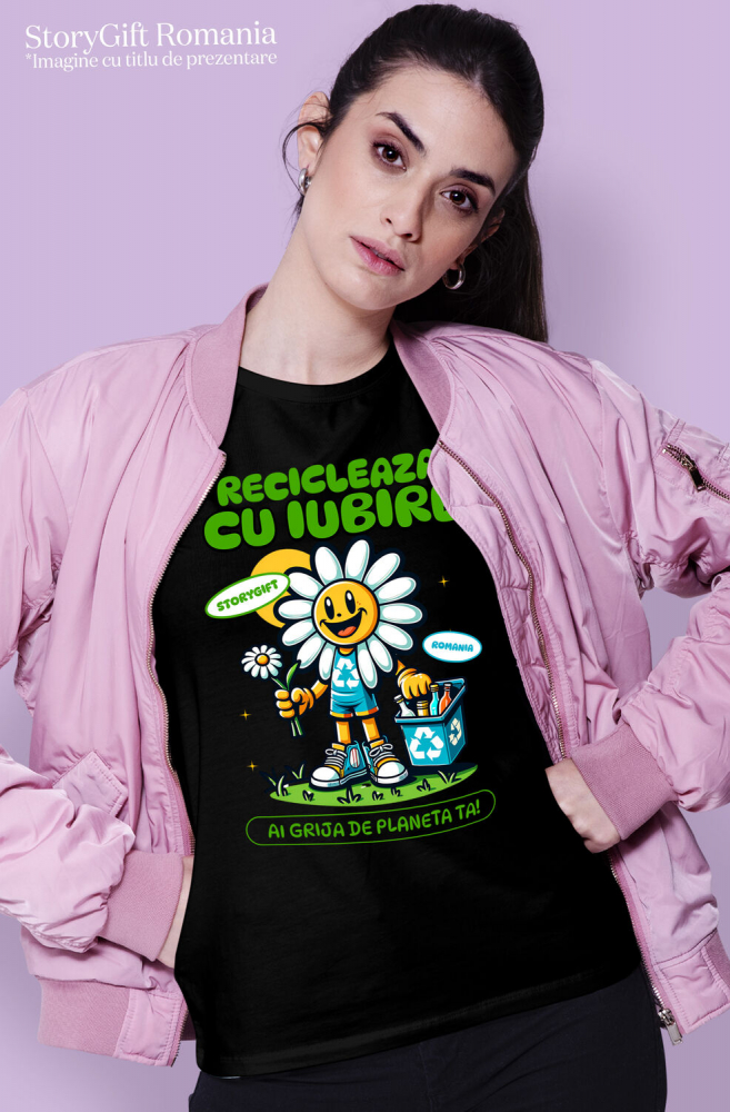 Tricou Femei, Barbati, Copii, Fata, Baiat, Unisex Personalizat "Floare Margareta Reciclare Sticle Goale – Cadouri ecologice pentru iubitorii de natură" [2]