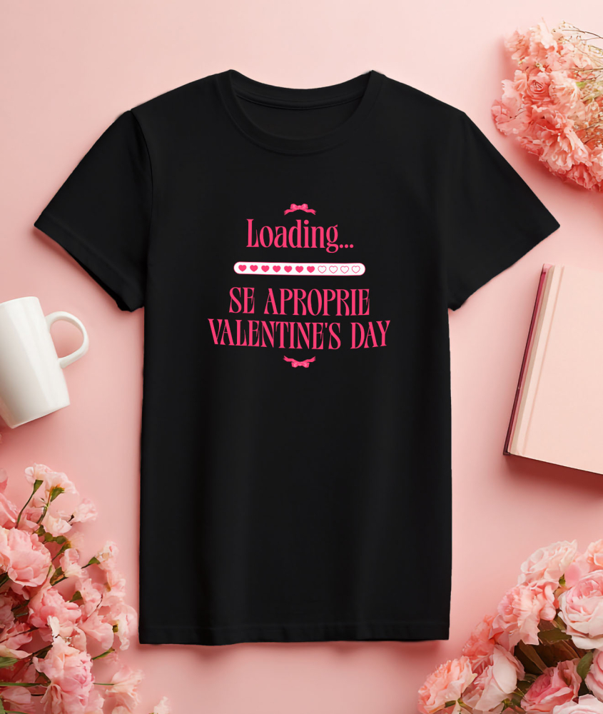 Tricou Femei, Barbati, Copii, Fata, Baiat, Unisex Personalizat „Funda Roz cu Mesaj „Loading… Se Apropie Valentine's Day” - Cadou Personalizat Dragoste, Valentine's Day” [3]