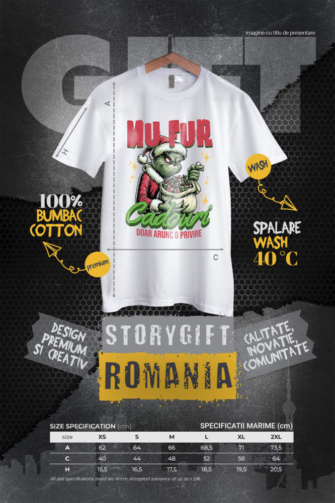 Tricou Femei, Barbati, Copii, Fata, Baiat, Unisex Personalizat Grinch în Costum de Moș Crăciun cu Sac de Cadouri – „Doar Arunc o Privire” pentru un Crăciun Amuzant [4]