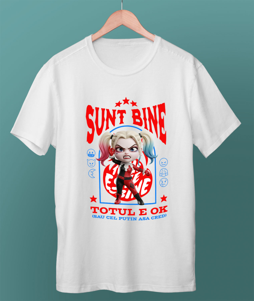 Tricou Femei cu Harley Quenn, Ok, Sarcastic, Nervos, Iritat 100% Bumbac, Alb, L [3]