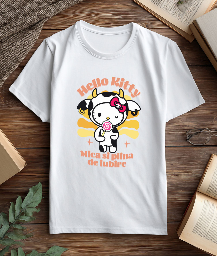 Tricou Femei cu Hello Kiti in aventura 100% Bumbac, Alb, M [3]