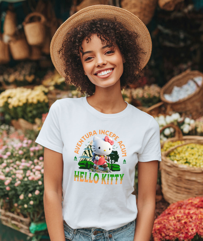 Tricou Femei cu Hello Kitty - Drumeție Pline de Răsfăț cu Disney 100% Bumbac, Alb, S [2]
