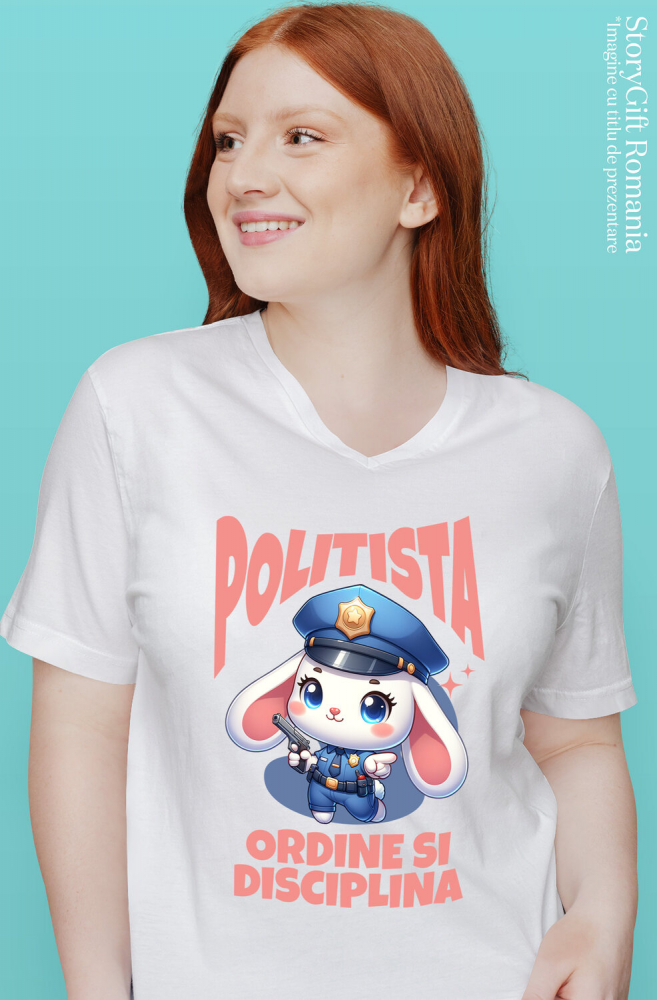 Tricou Femei, Barbati, Copii, Fata, Baiat, Unisex Personalizat Iepure Polițist – Design Amuzant pentru Produse Personalizate și Cadouri [2]