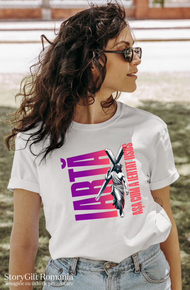 Tricou Femei, Barbati, Copii, Fata, Baiat, Unisex Personalizat "Iisus cu Crucea - Iertare și Credință | Cadouri Personalizate pentru Sărbătorile Pascale" [2]