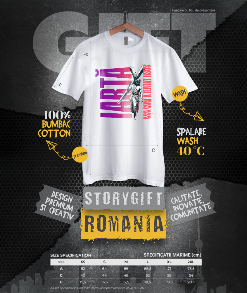 Tricou Femei, Barbati, Copii, Fata, Baiat, Unisex Personalizat "Iisus cu Crucea - Iertare și Credință | Cadouri Personalizate pentru Sărbătorile Pascale" [4]