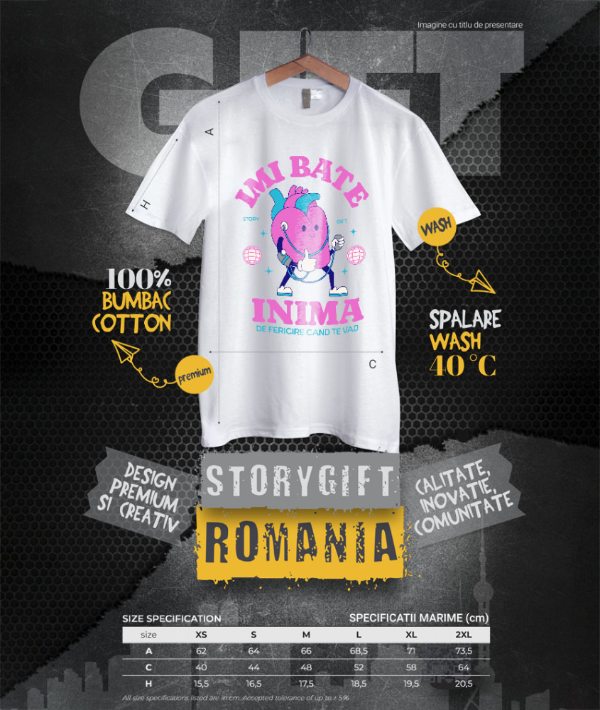 Tricou Femei, Barbati, Copii, Fata, Baiat, Unisex Personalizat Inimă Anatomica cu Pompa Medicală și Mesaj „Îmi Bate Inima de Fericire Când Te Văd” – Cadou Personalizat [4]