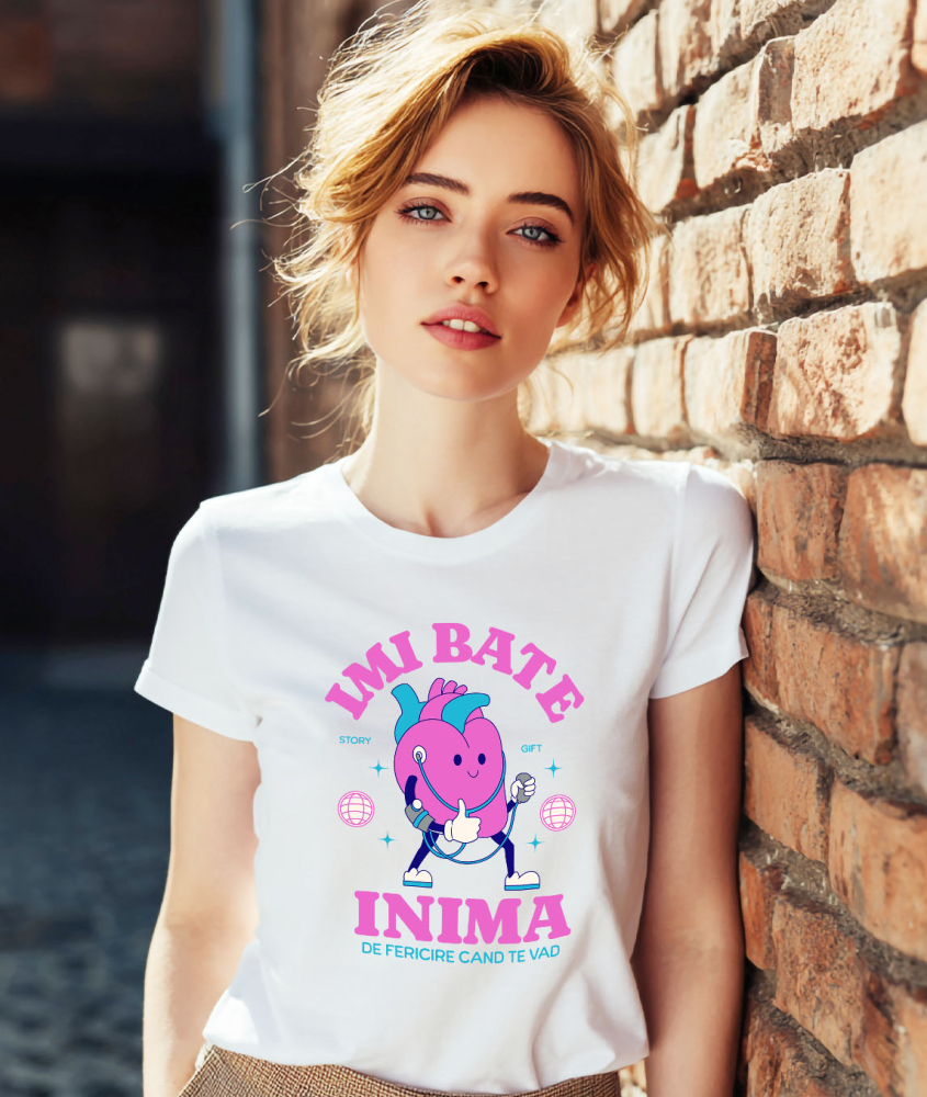 Tricou Femei, Barbati, Copii, Fata, Baiat, Unisex Personalizat Inimă Anatomica cu Pompa Medicală și Mesaj „Îmi Bate Inima de Fericire Când Te Văd” – Cadou Personalizat [2]