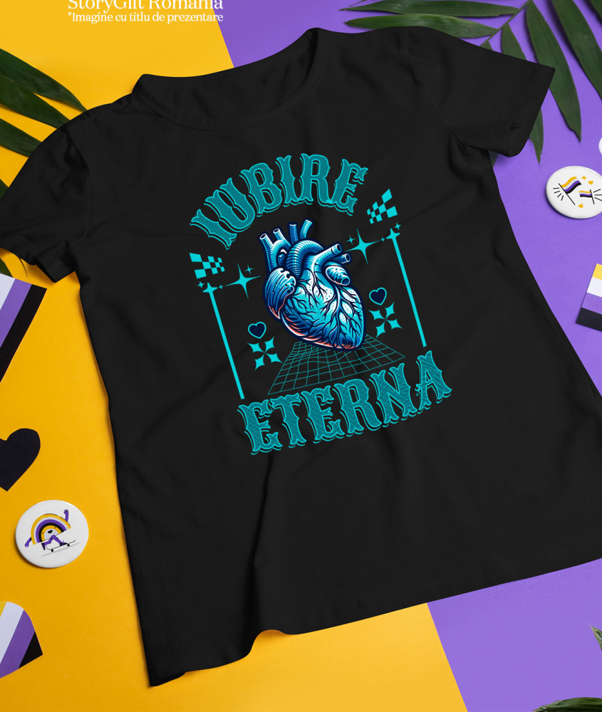 Tricou Femei, Barbati, Copii, Fata, Baiat, Unisex Personalizat Inima Anatomica cu Text „Iubire Eterna” - Cadou Personalizat de Valentine's Day [3]