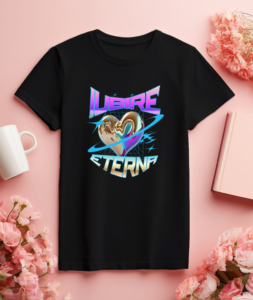 Tricou Femei, Barbati, Copii, Fata, Baiat, Unisex Personalizat „Inima Bizară Strălucitoare Metalică - Cadou Personalizat „Iubire Eterna” pentru Ziua Îndrăgostiților, Familie, Copii și Prieteni” [3]