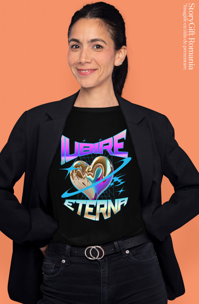 Tricou Femei, Barbati, Copii, Fata, Baiat, Unisex Personalizat „Inima Bizară Strălucitoare Metalică - Cadou Personalizat „Iubire Eterna” pentru Ziua Îndrăgostiților, Familie, Copii și Prieteni” [2]