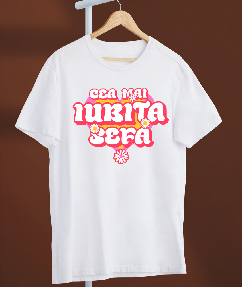 Tricou Femei, Barbati, Copii, Fata, Baiat, Unisex Personalizat Inimă Colorată cu Flori – Mesaj Haios în Română [3]