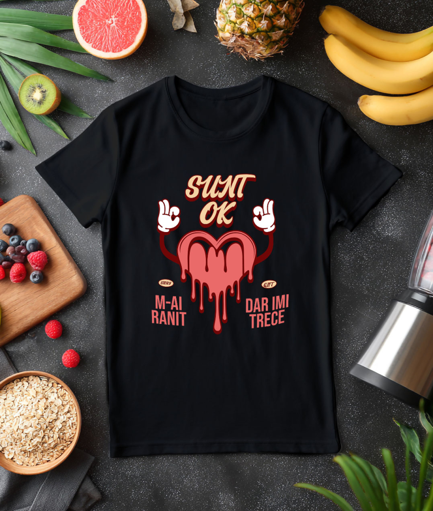 Tricou Femei, Barbati, Copii, Fata, Baiat, Unisex Personalizat Inimă Curgătoare și Semn Ok - Cadou de Dragoste și Vindecare Emoțională [3]