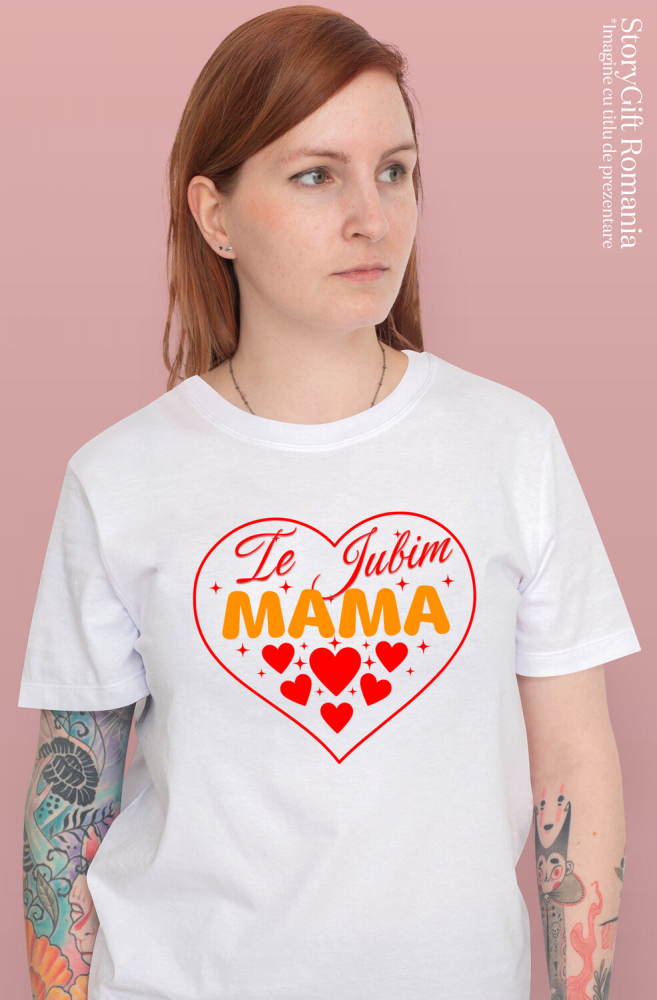 Tricou Femei, Barbati, Copii, Fata, Baiat, Unisex Personalizat Inima Roșie „Te Iubim Mama” - Cadou Personalizat Pentru Ziua Mamei [2]