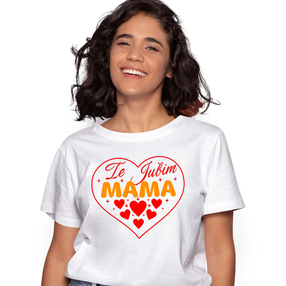 Tricou Femei, Barbati, Copii, Fata, Baiat, Unisex Personalizat Inima Roșie „Te Iubim Mama” - Cadou Personalizat Pentru Ziua Mamei [1]