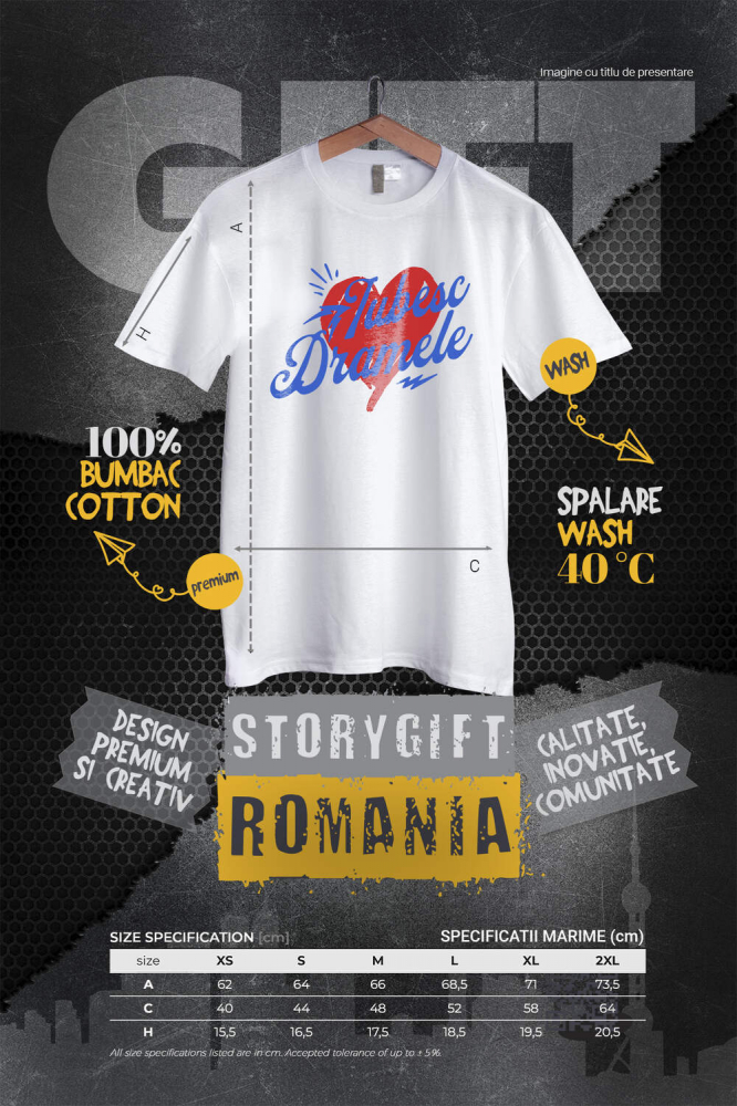 Tricou Femei, Barbati, Copii, Fata, Baiat, Unisex Personalizat Mesaj Haios „Iubesc Dramele Femeie” – Cadou Personalizat Amuzant [4]