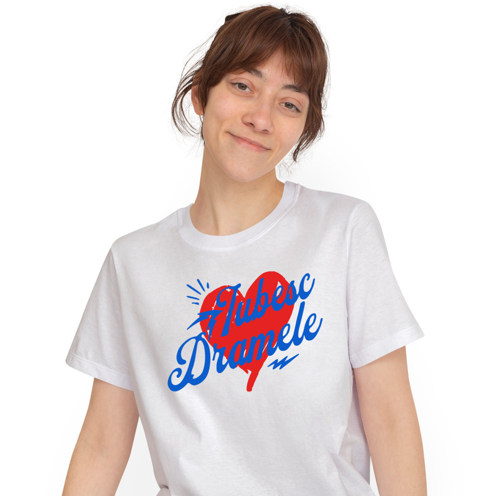 Tricou Femei, Barbati, Copii, Fata, Baiat, Unisex Personalizat Mesaj Haios „Iubesc Dramele Femeie” – Cadou Personalizat Amuzant [1]