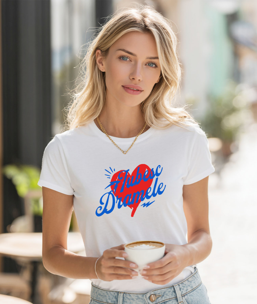 Tricou Femei, Barbati, Copii, Fata, Baiat, Unisex Personalizat Mesaj Haios „Iubesc Dramele Femeie” – Cadou Personalizat Amuzant [2]