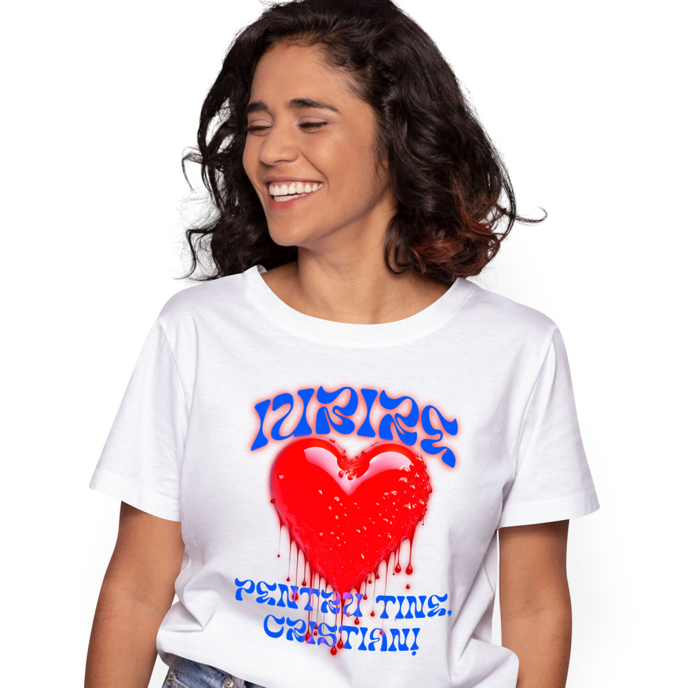 Tricou Femei, Barbati, Copii, Fata, Baiat, Unisex Personalizat Cadouri personalizate Valentine’s Day – Iubire și inima roșie strălucitoare pentru tine [1]