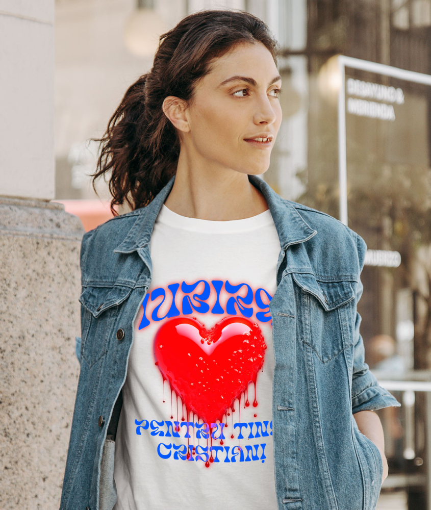Tricou Femei, Barbati, Copii, Fata, Baiat, Unisex Personalizat Cadouri personalizate Valentine’s Day – Iubire și inima roșie strălucitoare pentru tine [2]