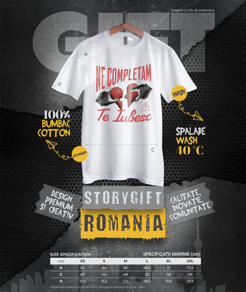 Tricou Femei, Barbati, Copii, Fata, Baiat, Unisex Personalizat Inimă Răpită Stil Puzzle „Ne Completăm, Te Iubesc” – Cadou Personalizat pentru Valentine's Day [4]