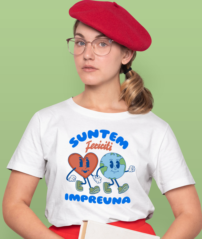 Tricou Femei, Barbati, Copii, Fata, Baiat, Unisex Personalizat Cadouri personalizate pentru cupluri - inima și planeta Pământ cu mesaj de iubire și fericire [2]